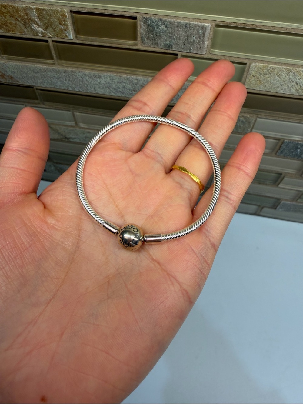 Pandora Moments Snake Chain Bracelet with Round Clasp